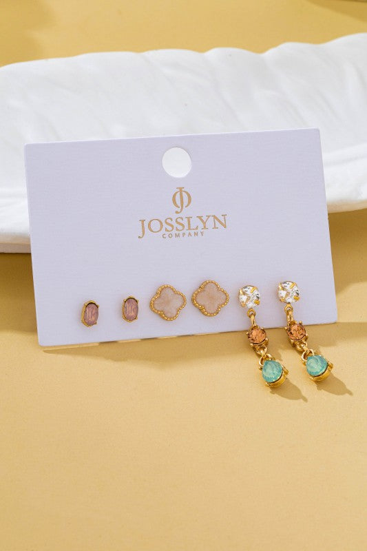 Mixed Clover Trio Earrings Set