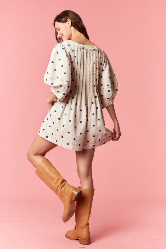 Polka Denim Romper