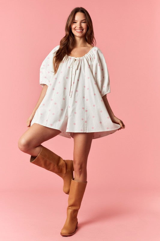 White with pink Easy Fit Romper