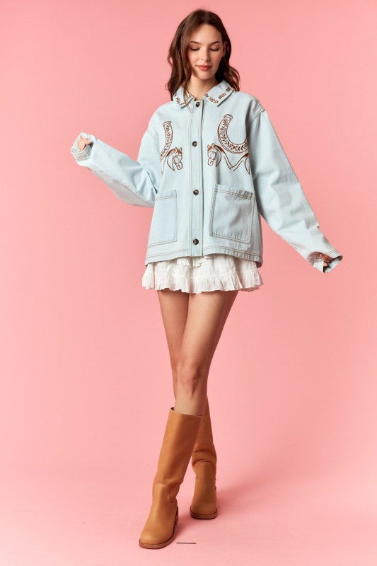 Western Embroidery Jacket with Fringe