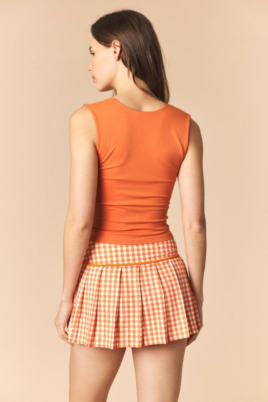 Gingham Active Pleated Skort