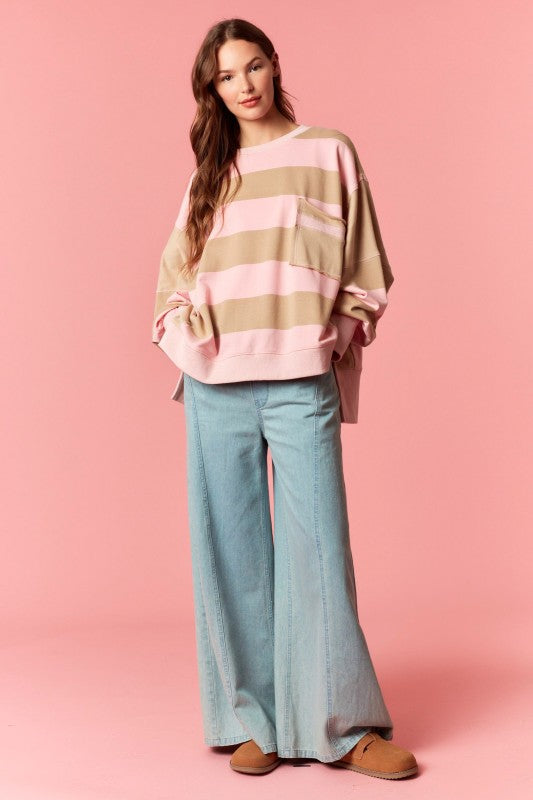 Striped Color Block Sweatshirt