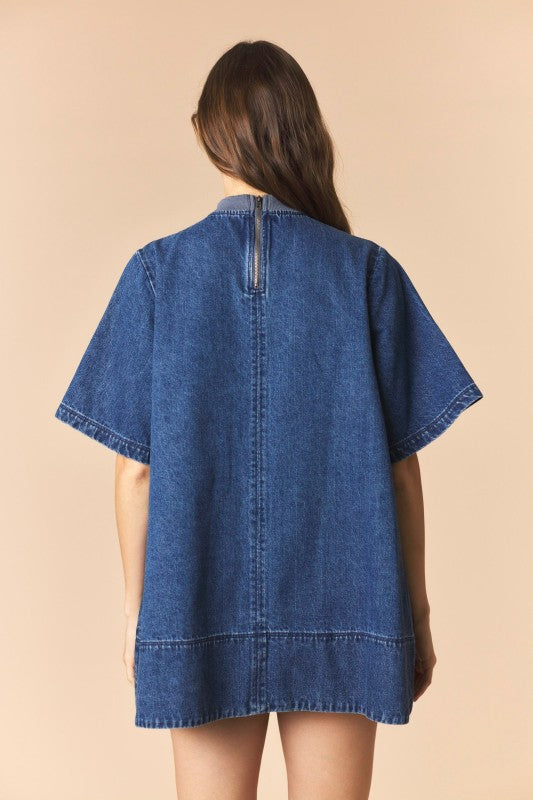 Mini Denim Football Patch Dress