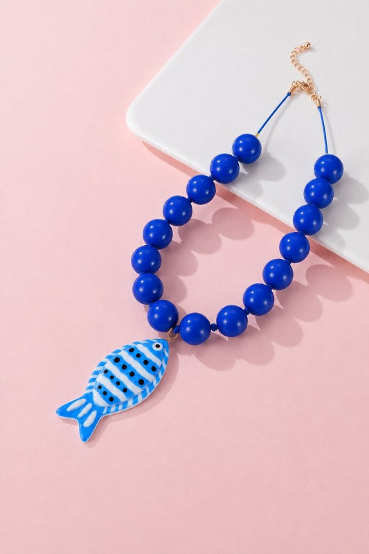 Blue Fish Pendant Necklace