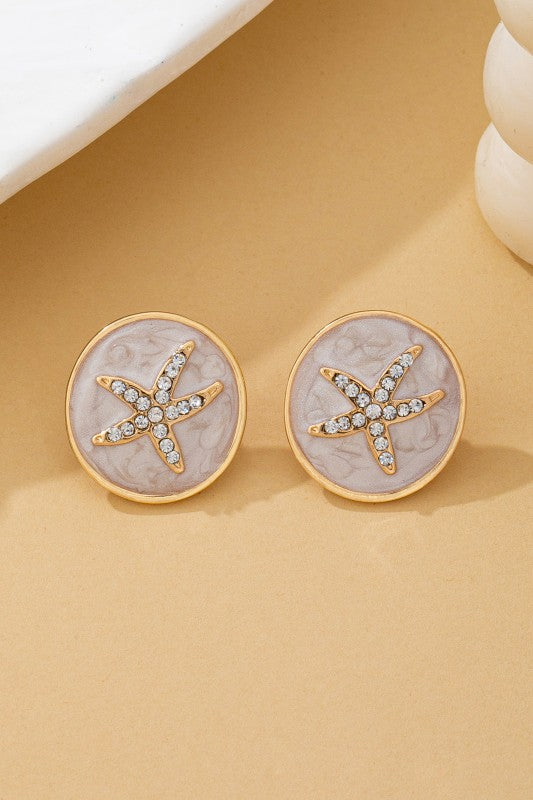 Starfish Medallion Stud Earrings