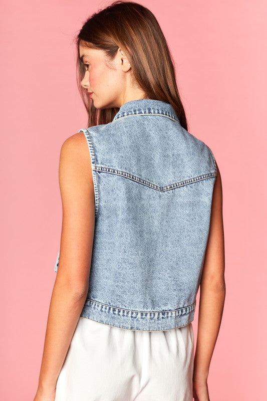 Denim Bow Vest