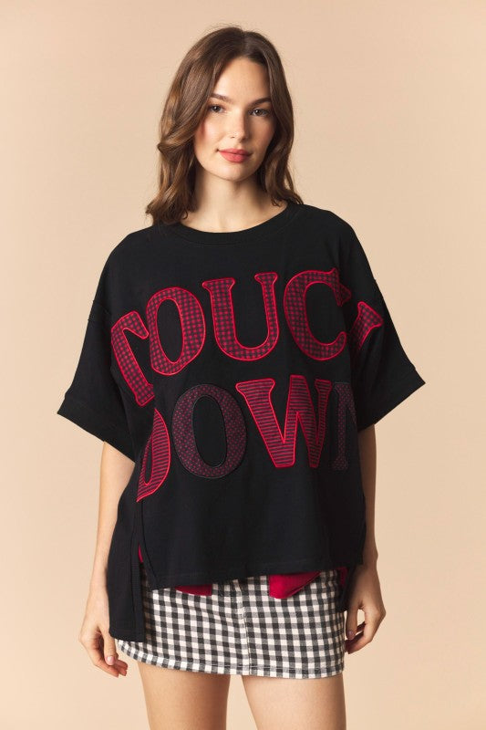Touch Down Patches Dolman Sleeve Top