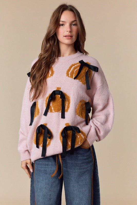 Girly Bow Pumpkin Sweater