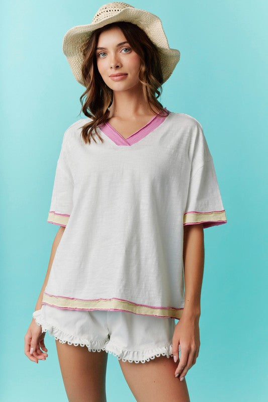 Spring things color block top