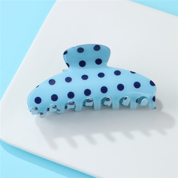 Blue Retro Polka Dot Claw Clip