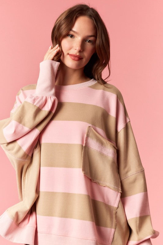 Striped Color Block Sweatshirt