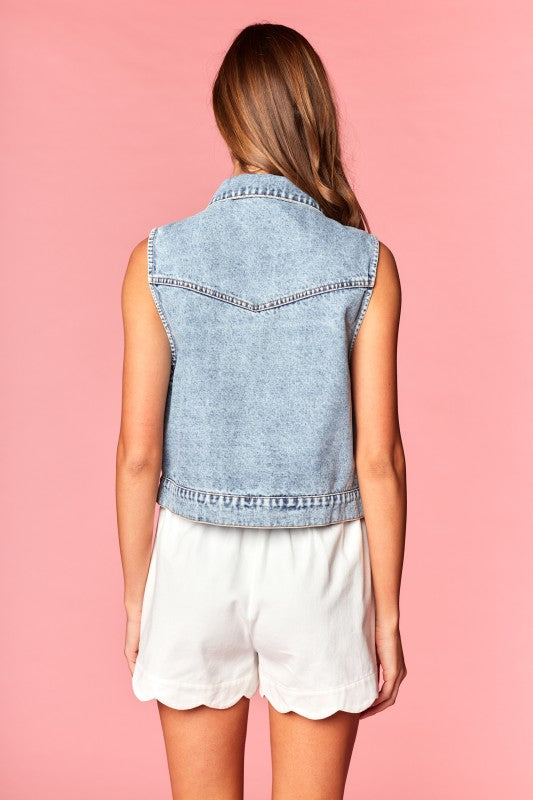 Denim Bow Vest