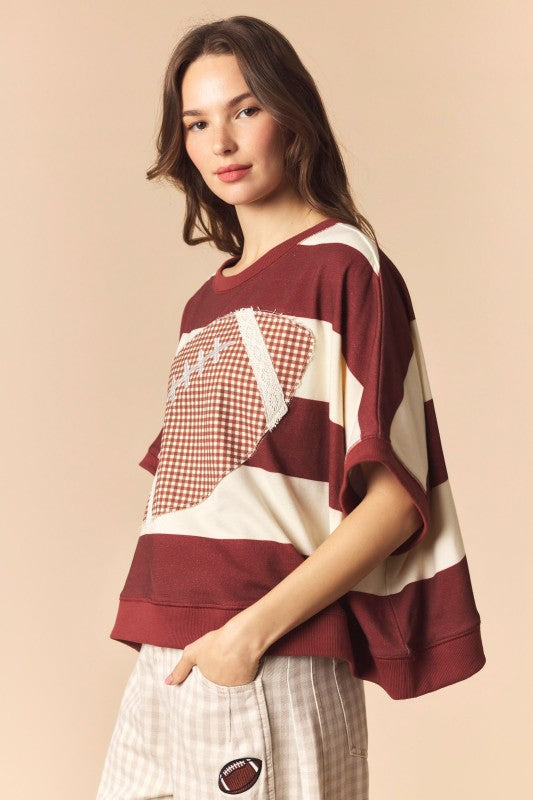 Stripes and Patches Football Top