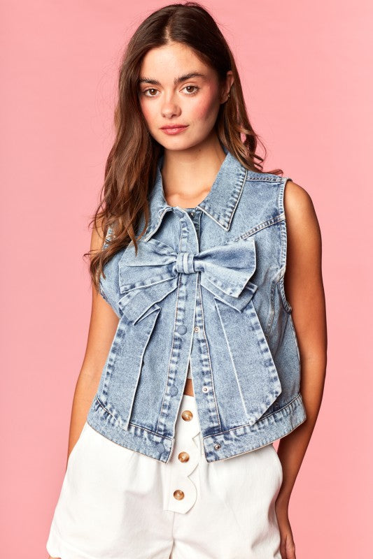 Denim Bow Vest