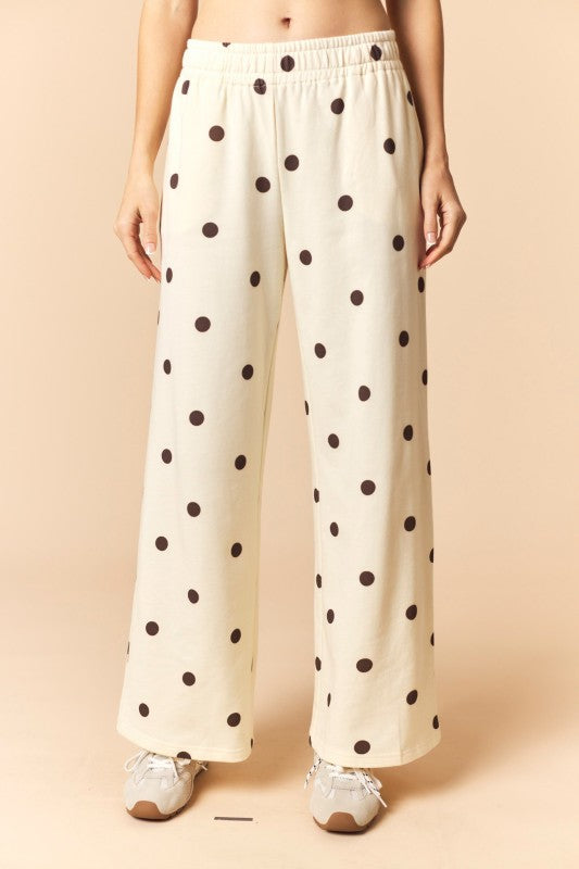 Ivory and Brown Polka Dot Dolman Sweat Set