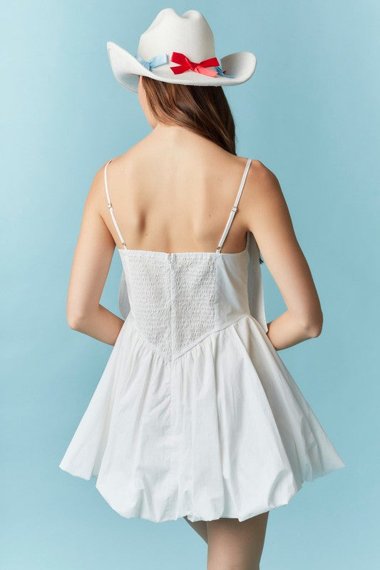 DEAL OF THE DAY- Red, White & Ribbons Bubble Hem Mini Dress