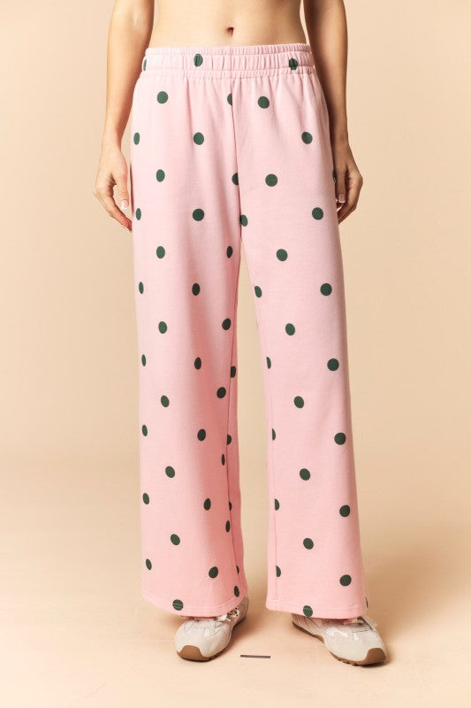 Pink and Green Polka Dot Dolman Sweat Set