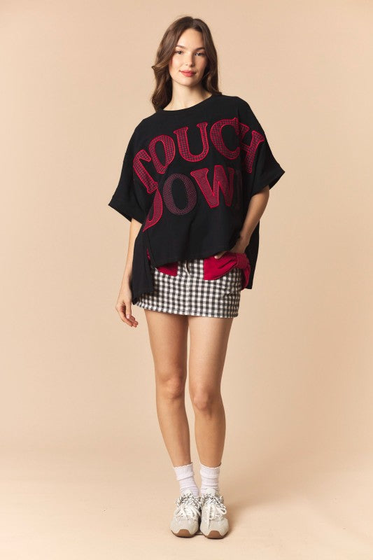 Touch Down Patches Dolman Sleeve Top