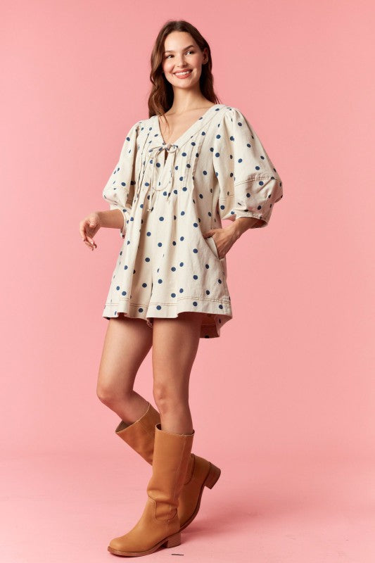 Polka Denim Romper