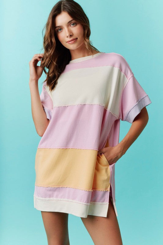 Bubblegum color block oversized shirt