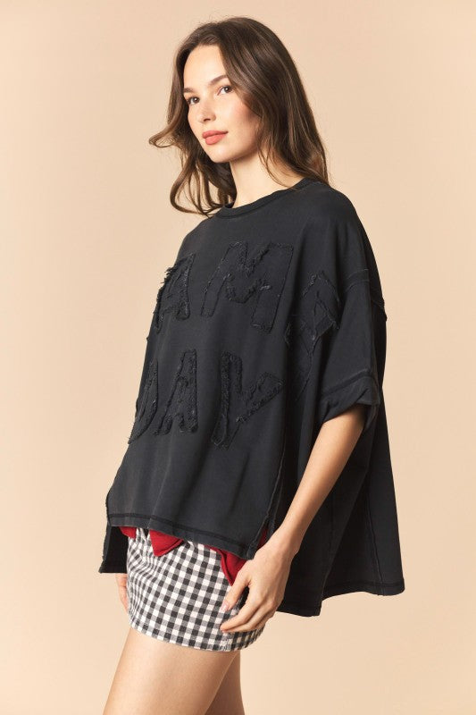 Black Game Day French Terry Top