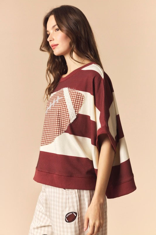 Stripes and Patches Football Top