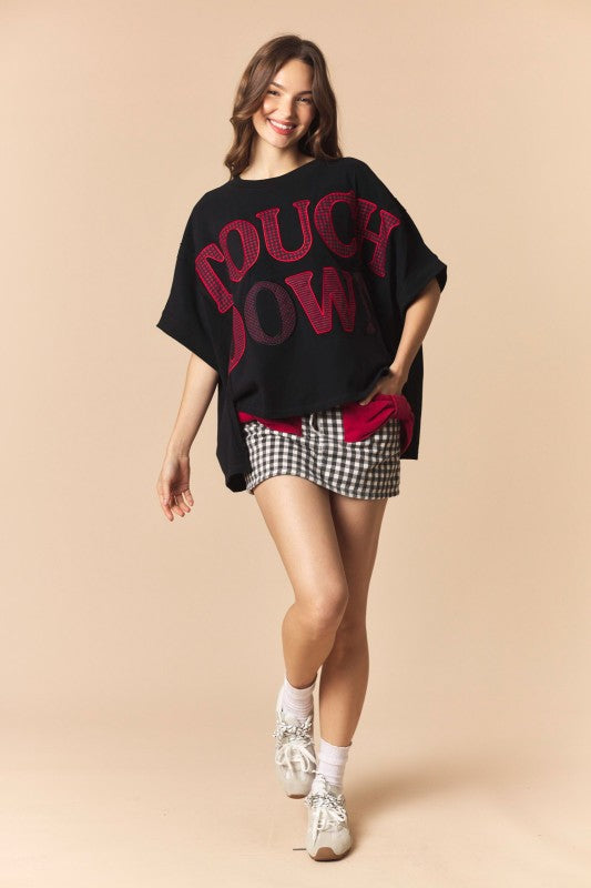 Touch Down Patches Dolman Sleeve Top