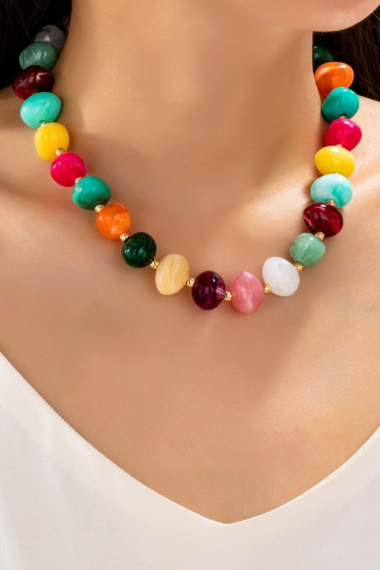 Chunky Pebble Beaded Necklace