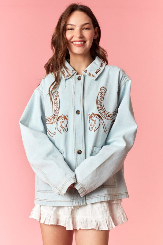 Western Embroidery Jacket with Fringe