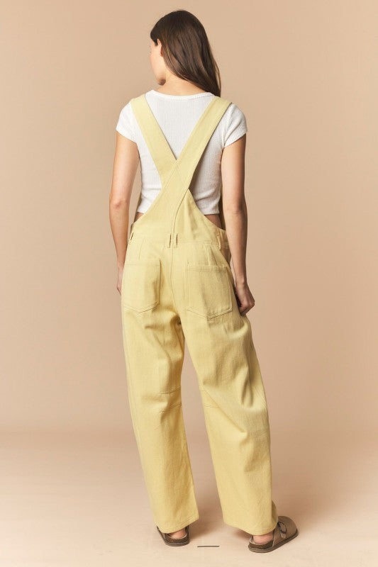 Mineral Washed Barrel Jean Overalls