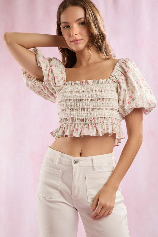 Smocked and Frills Crop Top