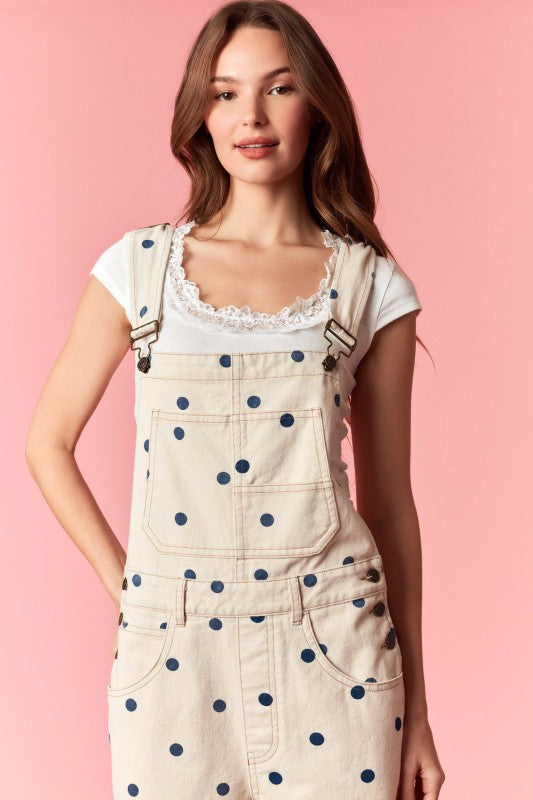 Polka Dot Denim Overalls