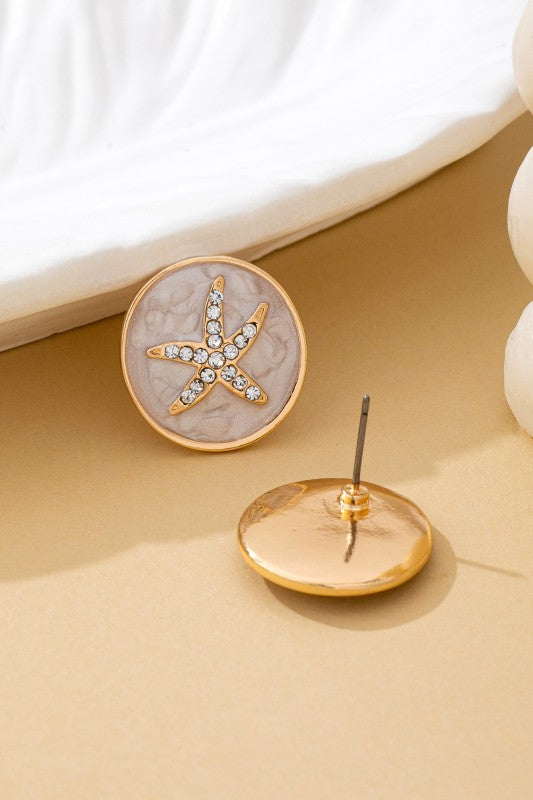 Starfish Medallion Stud Earrings
