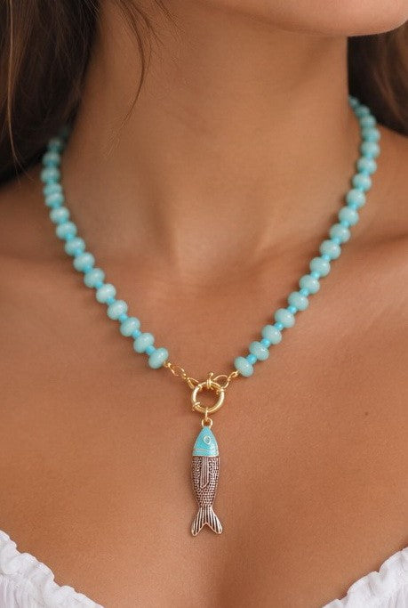 Tarnish Free Fish Beaded Necklace