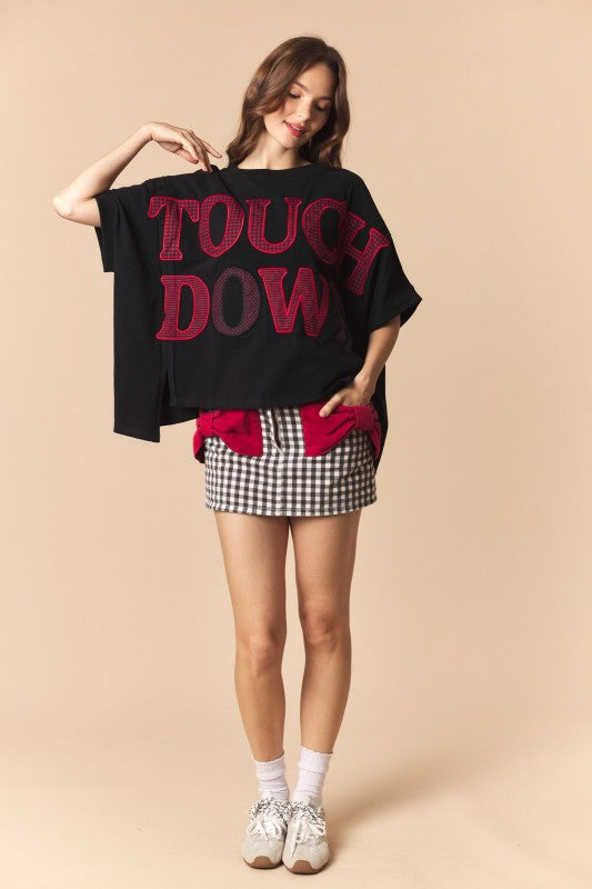 Touch Down Patches Dolman Sleeve Top