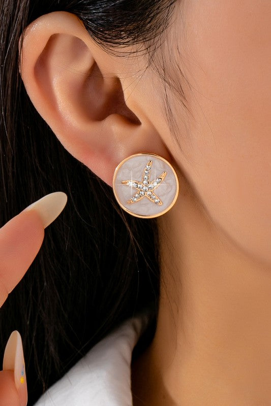 Starfish Medallion Stud Earrings