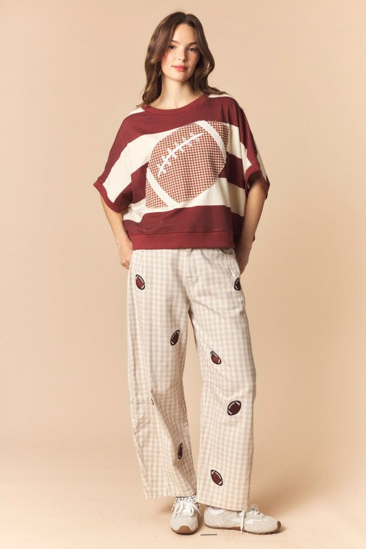 Stripes and Patches Football Top