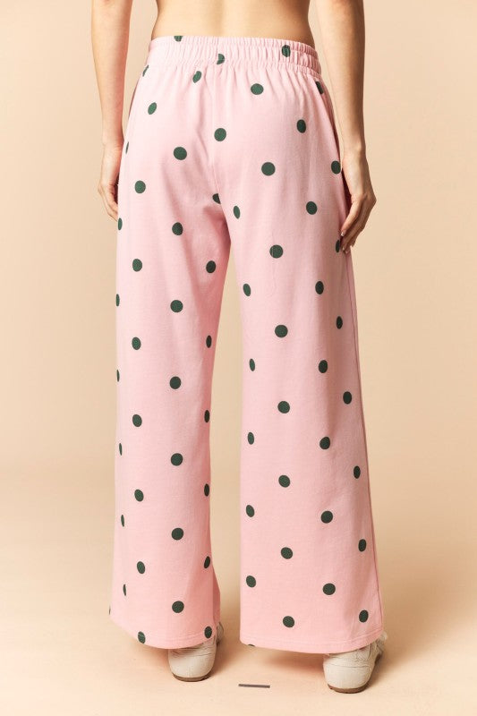 Pink and Green Polka Dot Dolman Sweat Set