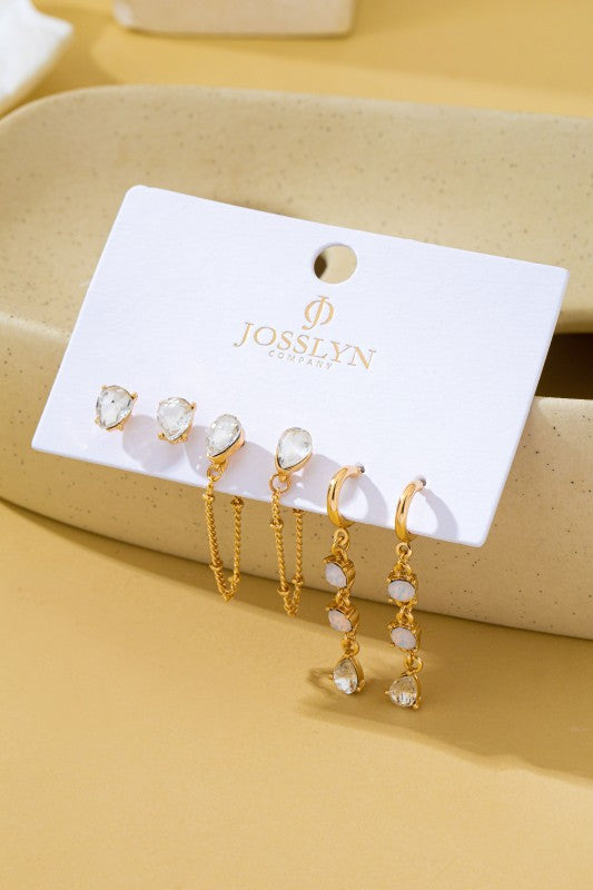 Huggies and Chains Trio Earring Set