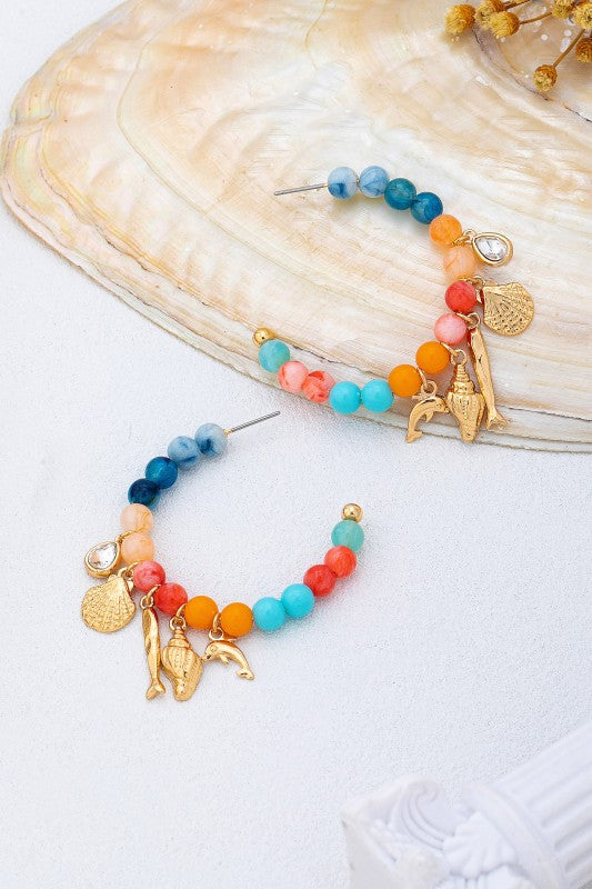Ready for Summer Beaded Hoop Earrings