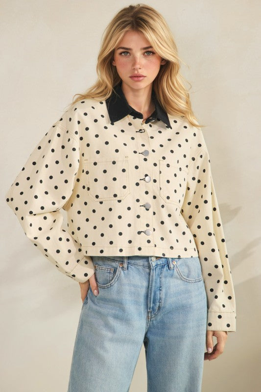 Black Polka Dot Contrast Jacket