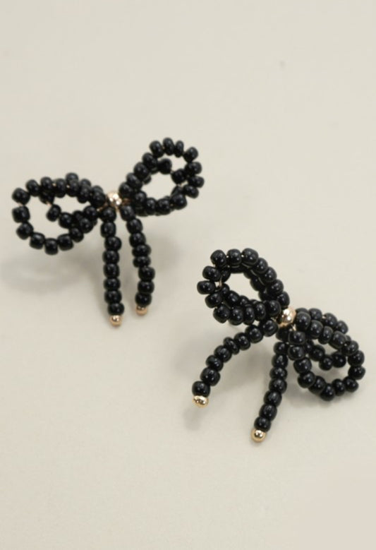 Double beaded bow earrings
