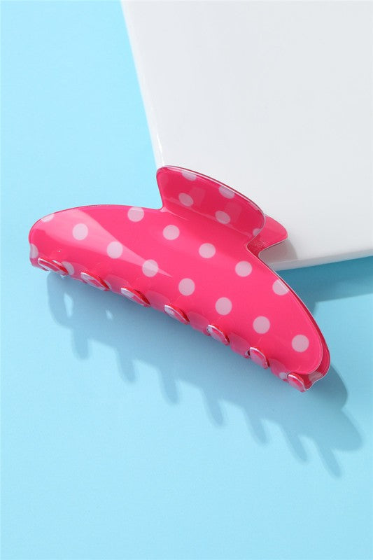 Pink Retro Polka Dot Claw Clip