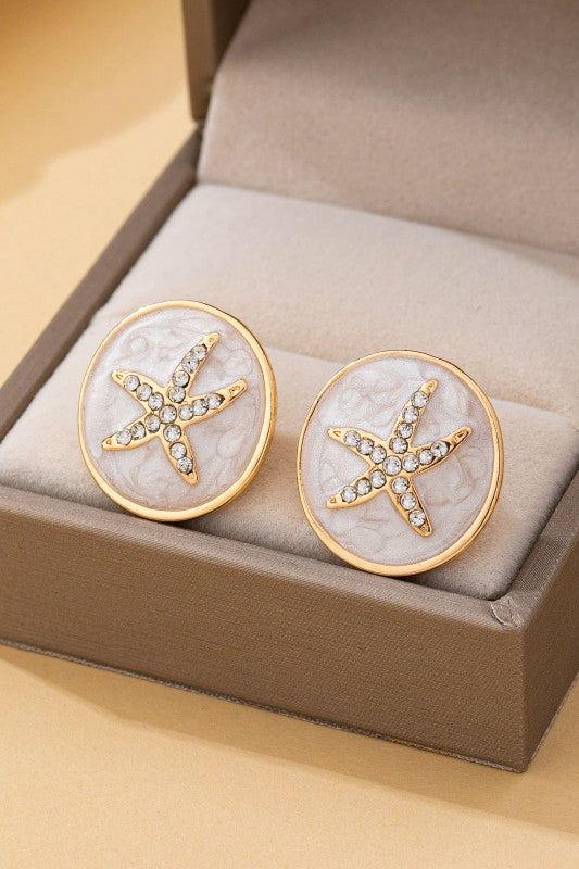 Starfish Medallion Stud Earrings