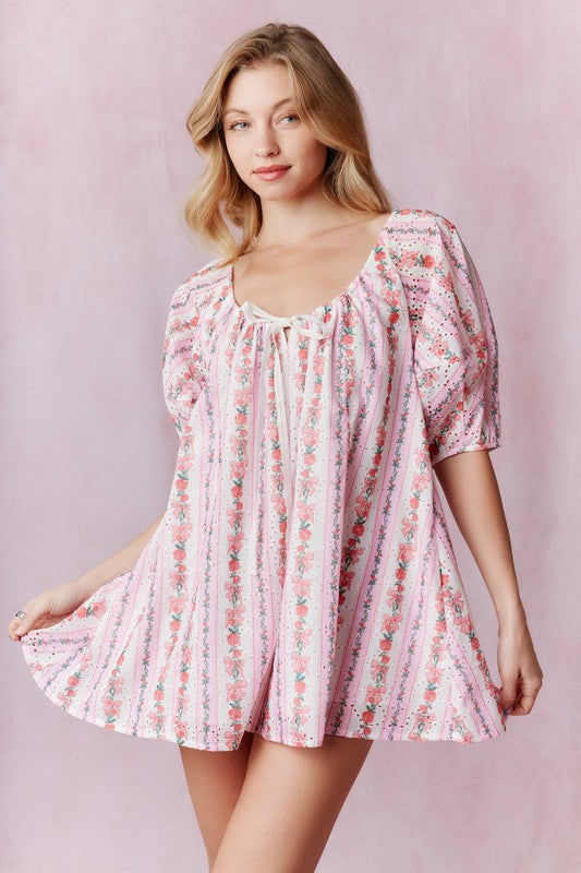 Pink Spring Things Eyelet Romper