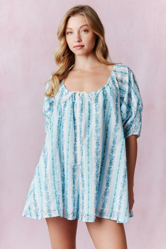 Blue Spring Things Eyelet Romper