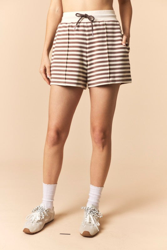 Mocha and Cream Mock Neck Sweatshirt and Shorts Set