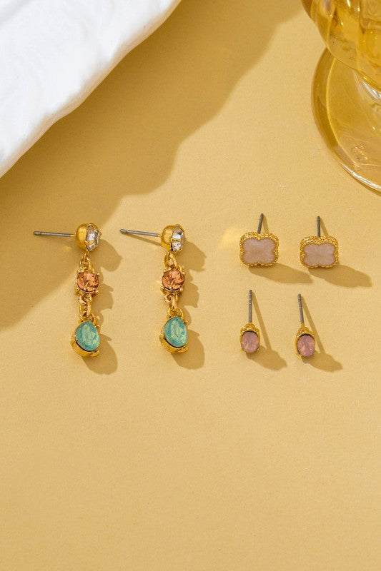 Mixed Clover Trio Earrings Set