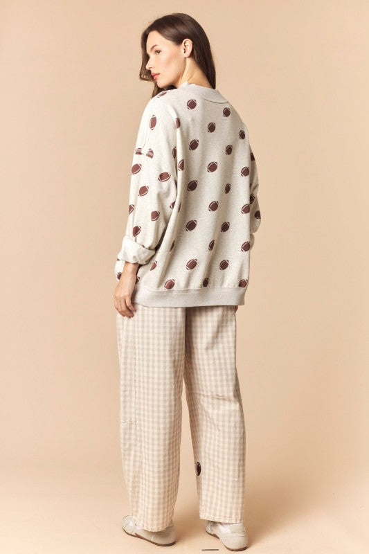 Football Patched Gingham Barrel Pants
