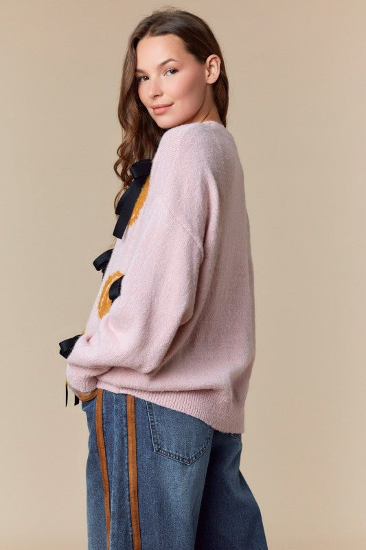 Girly Bow Pumpkin Sweater